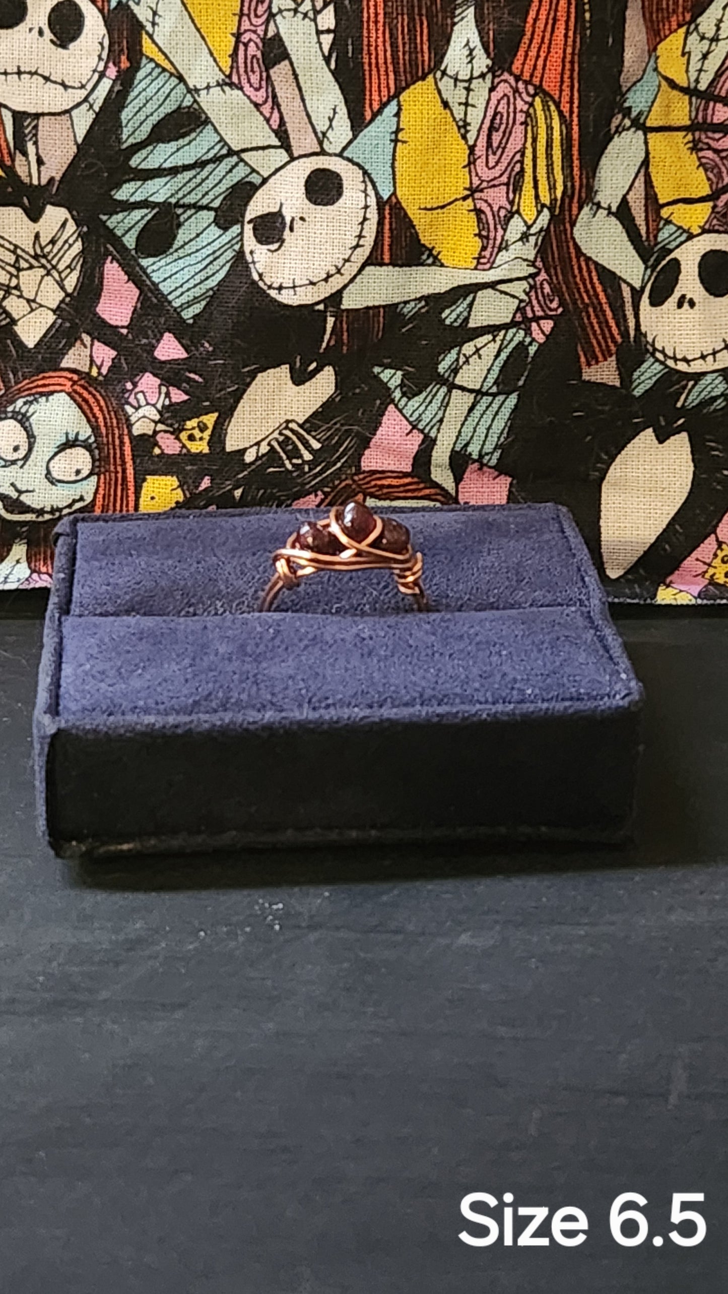 Size 6.5 copper wrapped garnet ring