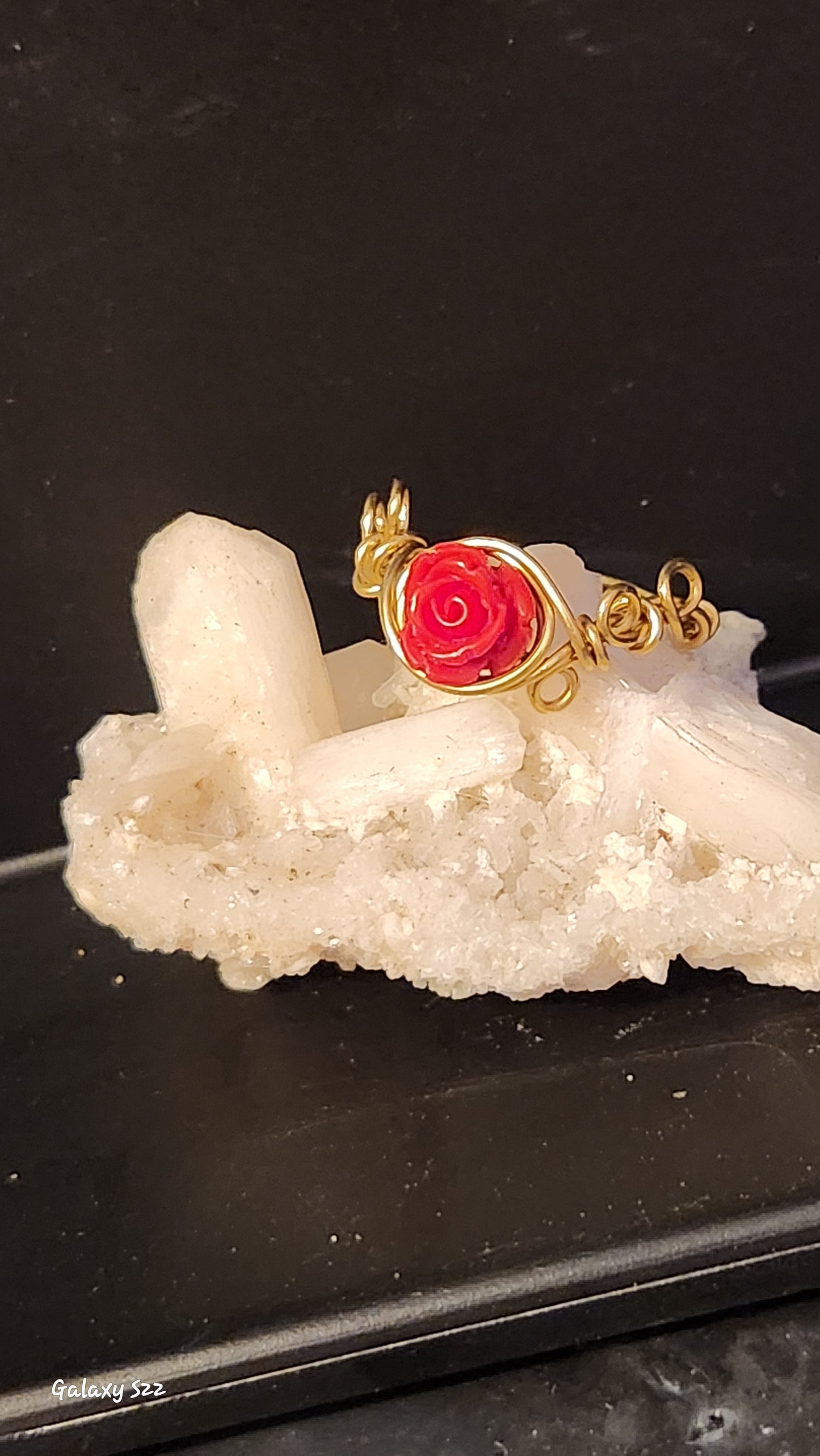 Wire wrapped rose ring size 8
