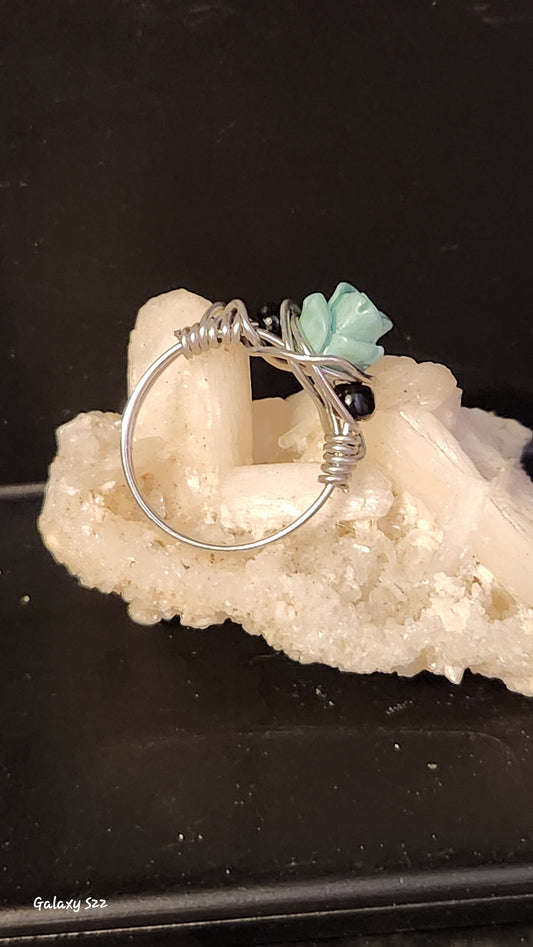 Wire wrapped rose ring size 6
