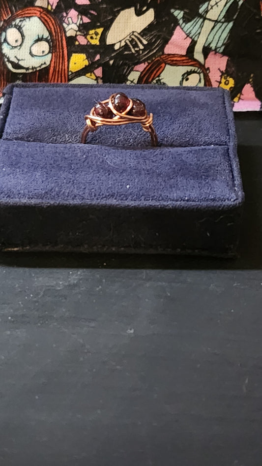 Size 6.5 copper wrapped garnet ring