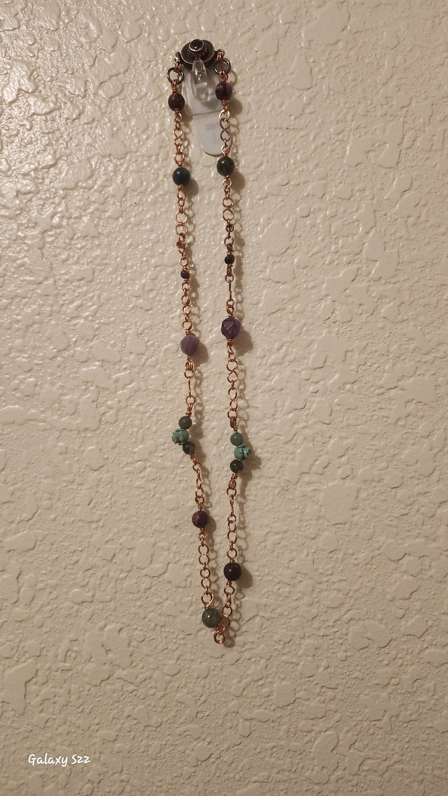 Hand wrapped copper necklace with stones
