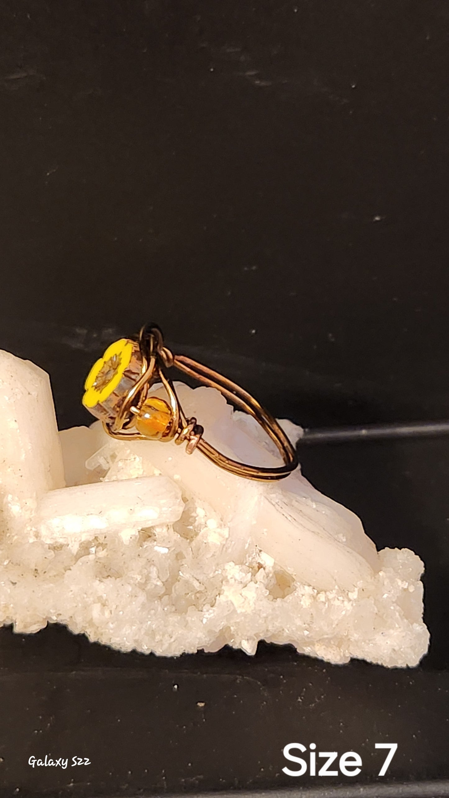 Wire wrapped flower ring size 7
