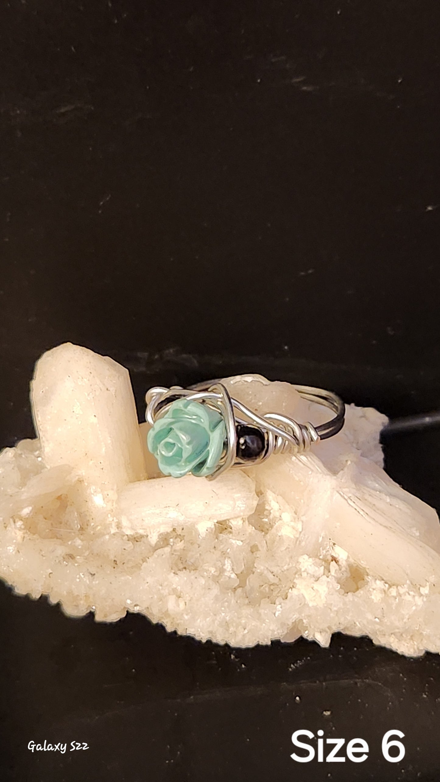 Wire wrapped rose ring size 6
