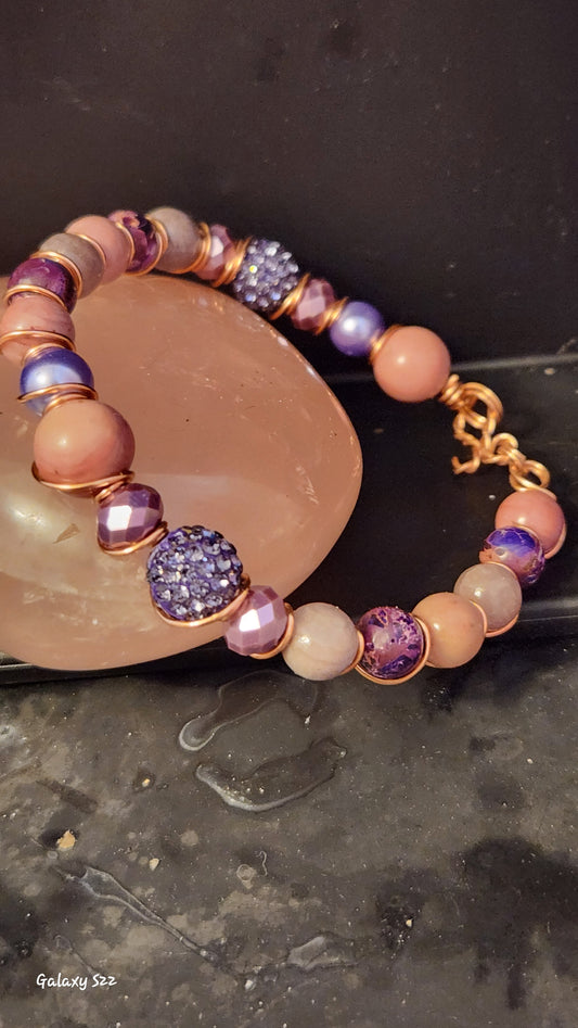 Wire wrapped bangle inspired bracelet