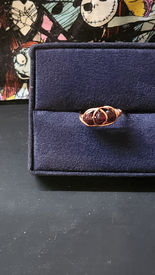 Size 6.5 copper wrapped garnet ring