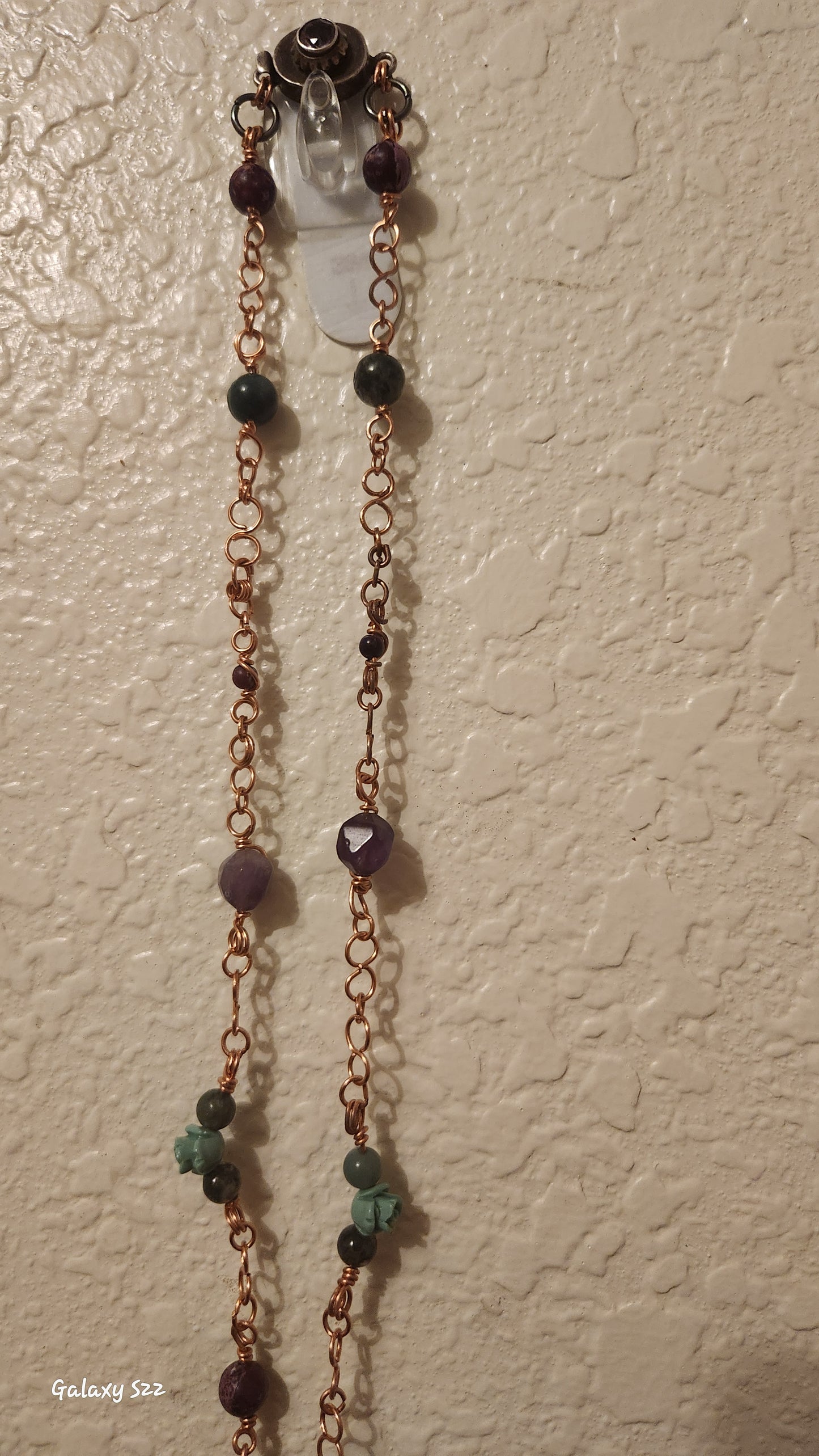 Hand wrapped copper necklace with stones